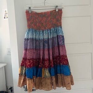 Colorful Boho Strapless Dress